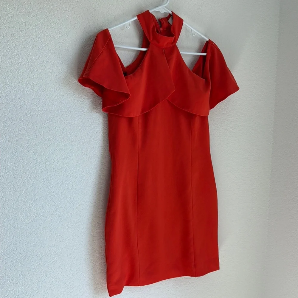 DO+BE Orange Bodycon Mini Dress with Flutter Sleeves - Picture 3 of 7